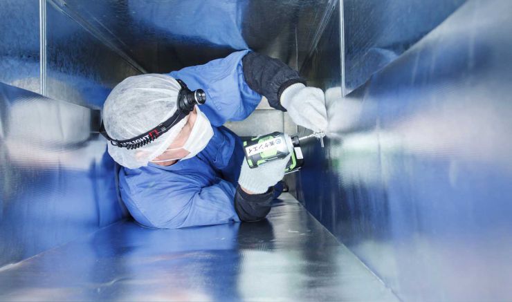 ダクト内貼り工法